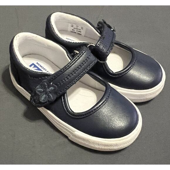 Keds Ella Sneaker Baby Toddler Girls Shoes Size 5 Leather Navy Blue Flower Fall - Picture 1 of 7